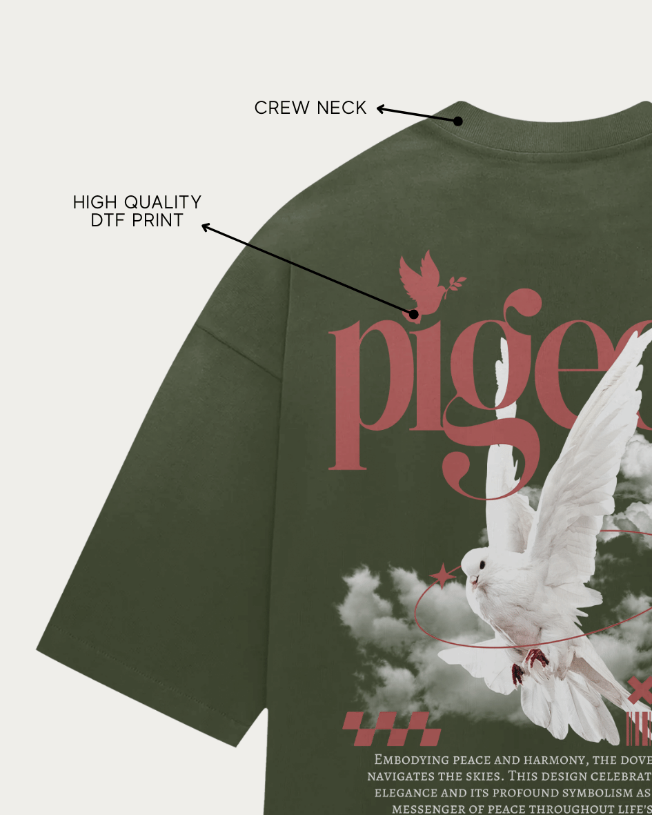 Maroon & Olive Dove Graphic Tee – Zayvox Pakistan