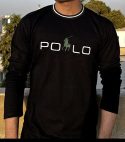 Men’s Full-Sleeve Polo Printed Crew Neck T-Shirt – Casual & Stylish