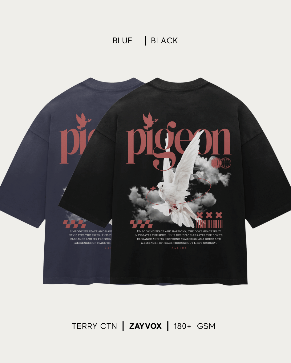 Maroon & Olive Dove Graphic Tee – Zayvox Pakistan