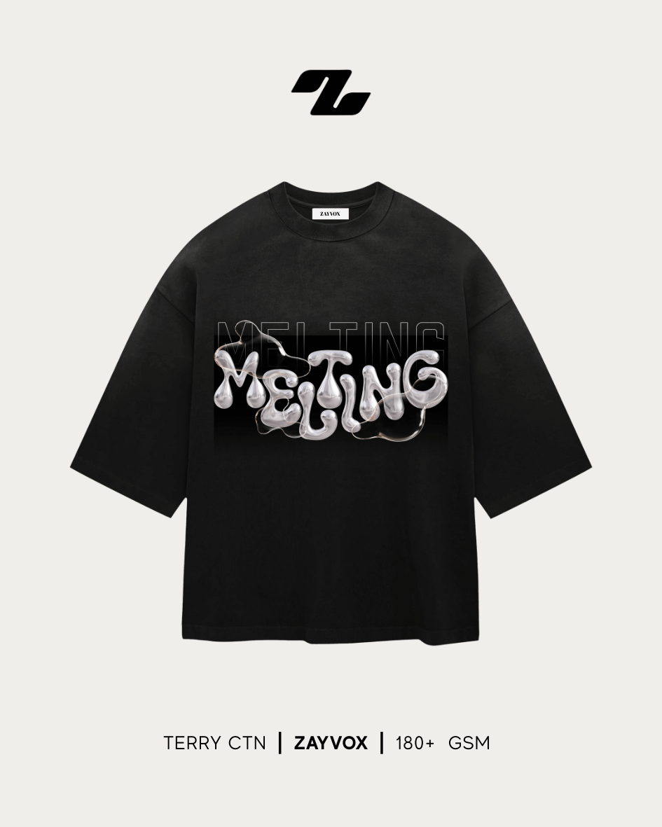 Melting Graphic Tee – Black, Blue, Olive | Zayvox Pakistan