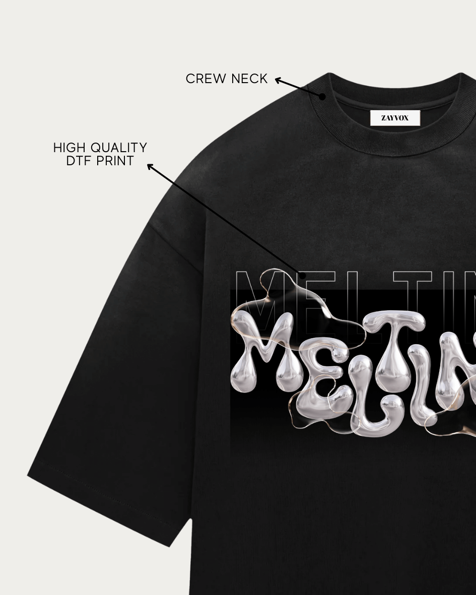 Melting Graphic Tee – Black, Blue, Olive | Zayvox Pakistan
