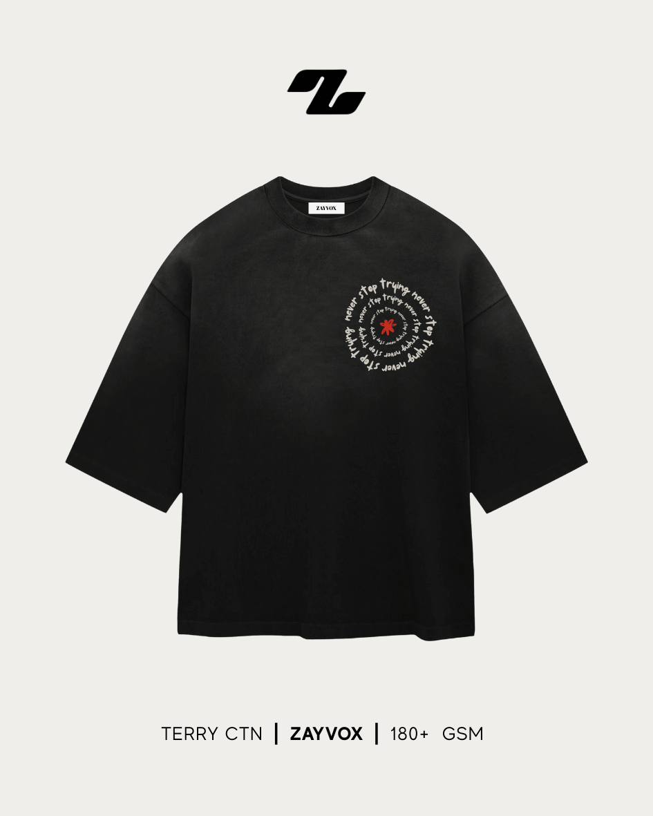 Never Stop Trying Graphic Tee – Zayvox Pakistan Streetwear