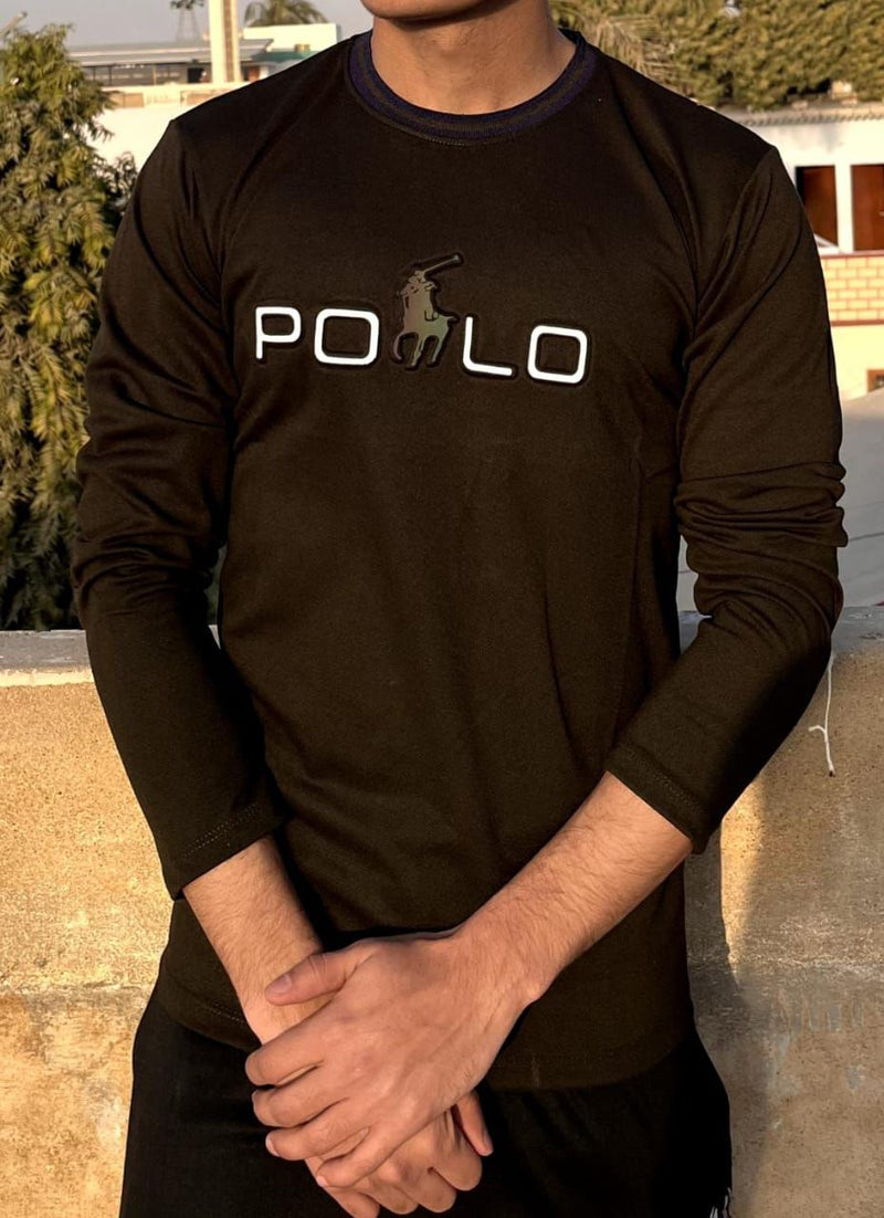 Men’s Full-Sleeve Polo Printed Crew Neck T-Shirt – Casual & Stylish