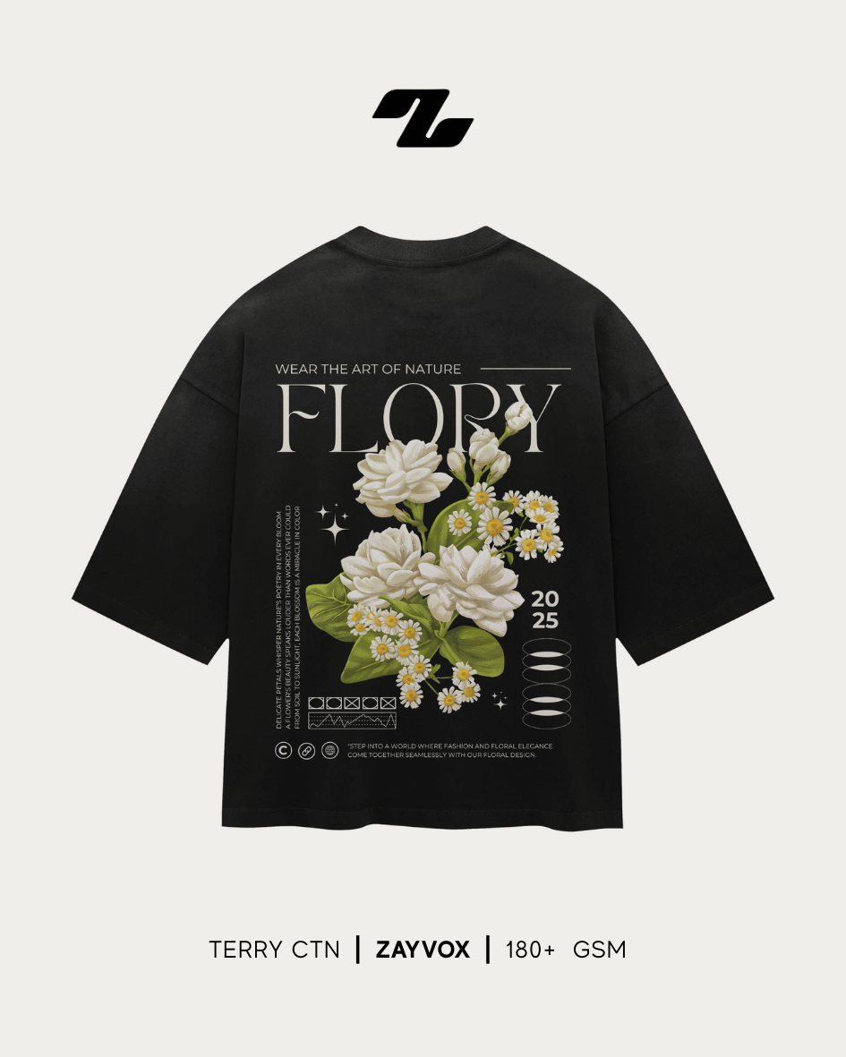 Zayvox Flory Oversized T-Shirt | Floral Streetwear Pakistan