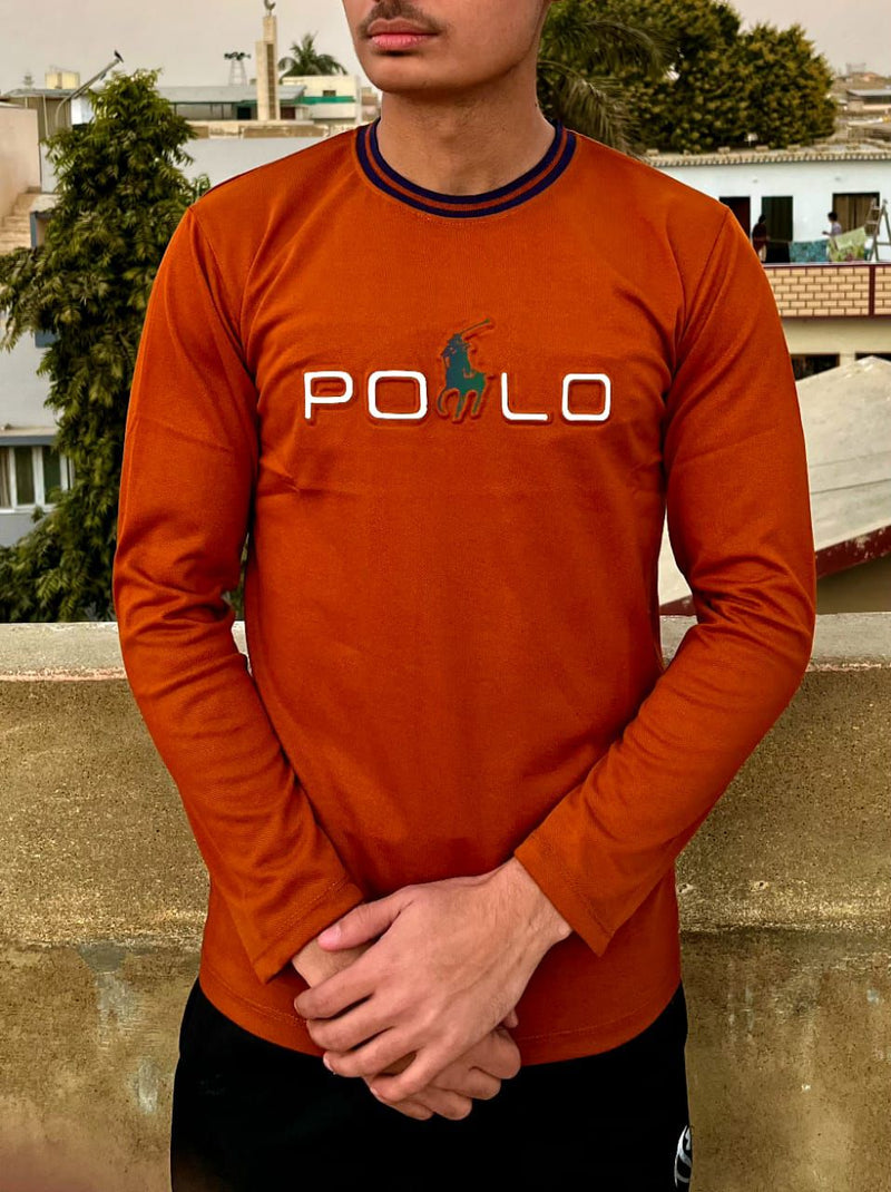 Men’s Full-Sleeve Polo Printed Crew Neck T-Shirt – Casual & Stylish