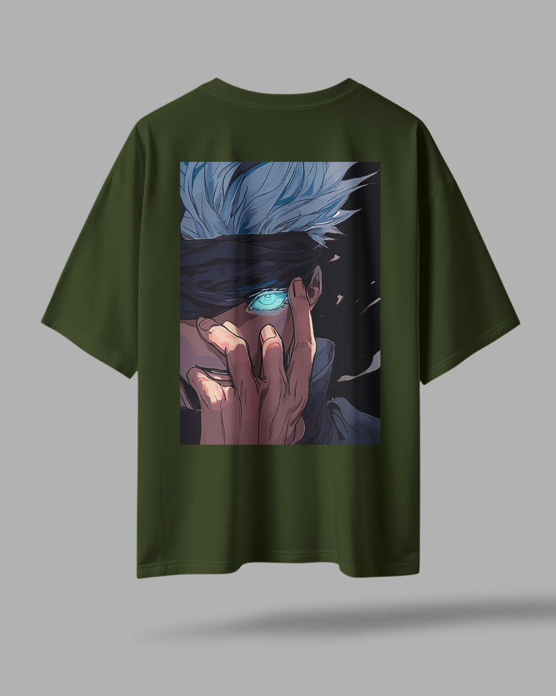 ZAYVOX Oversized Anime T-Shirt – Gojo Satoru Back Print | Streetwear Aesthetic