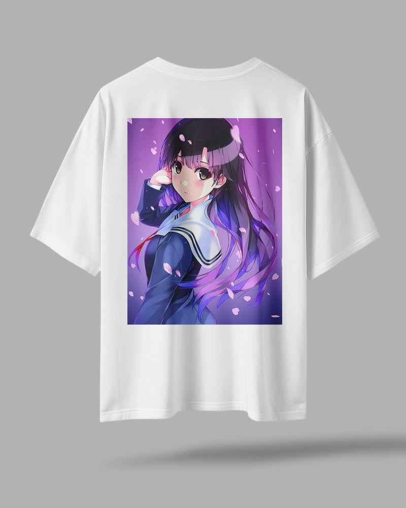 ZAYVOX Oversized Anime T-Shirt – Utaha Kasumigaoka Premium Print | Streetwear Tee