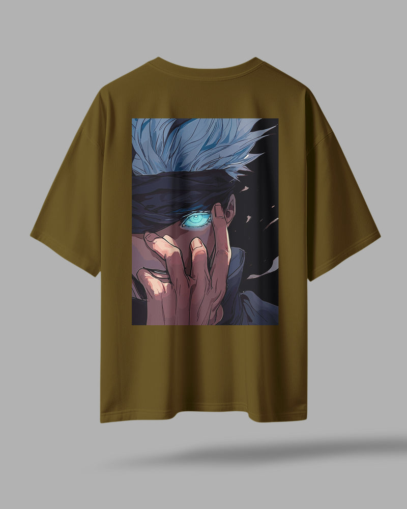 ZAYVOX Oversized Anime T-Shirt – Gojo Satoru Back Print | Streetwear Aesthetic