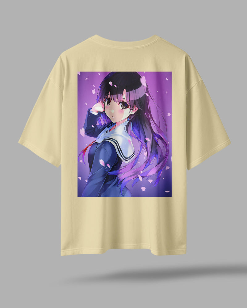 ZAYVOX Oversized Anime T-Shirt – Utaha Kasumigaoka Premium Print | Streetwear Tee