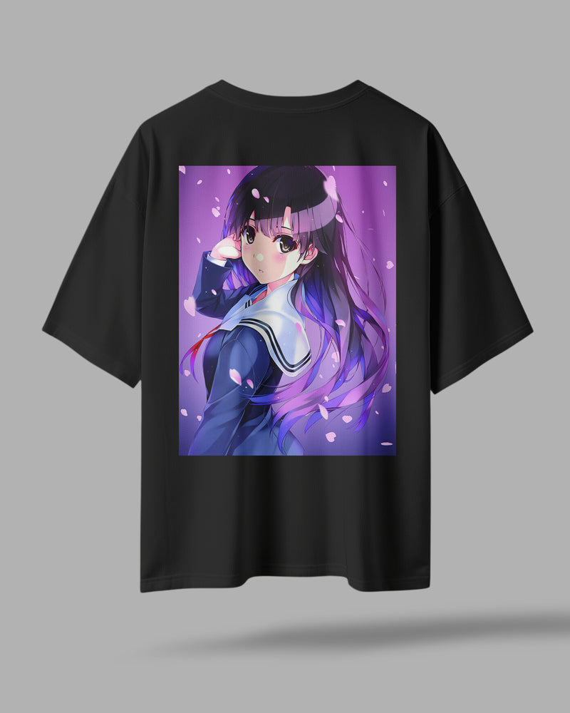 ZAYVOX Oversized Anime T-Shirt – Utaha Kasumigaoka Premium Print | Streetwear Tee