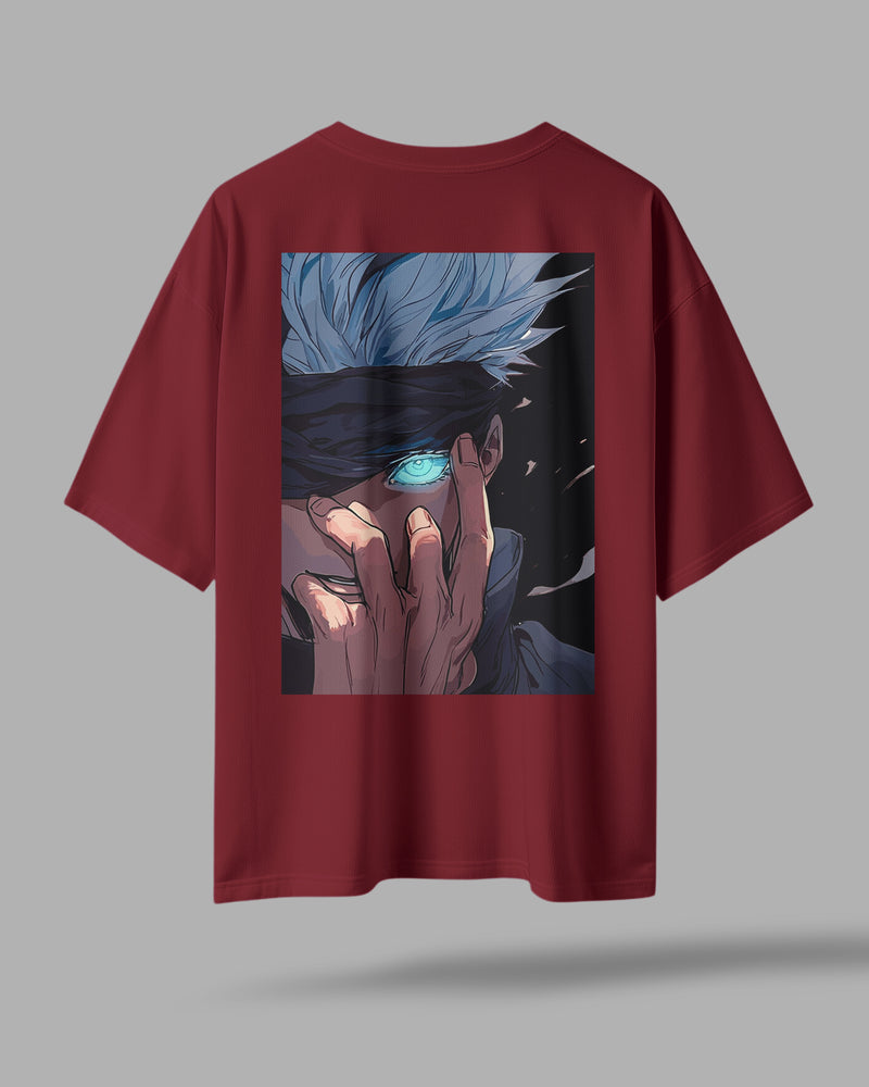 ZAYVOX Oversized Anime T-Shirt – Gojo Satoru Back Print | Streetwear Aesthetic