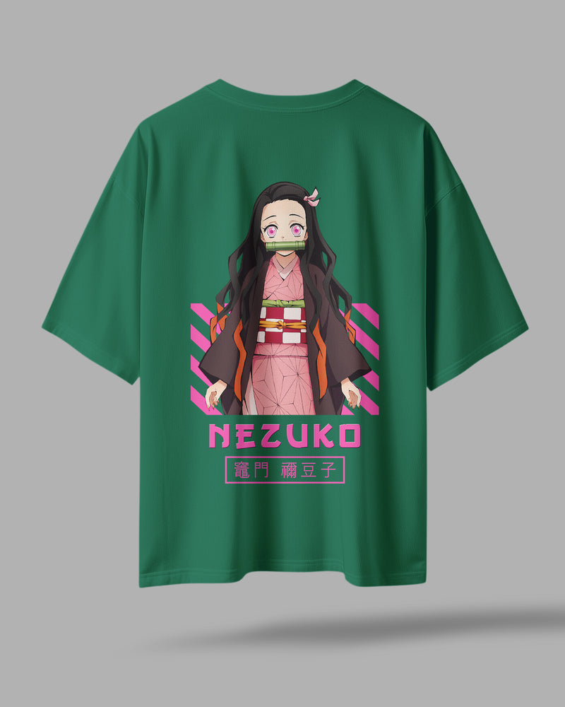 ZAYVOX Nezuko Oversized T-Shirt – Premium Anime Streetwear Tee | Front & Back Printed