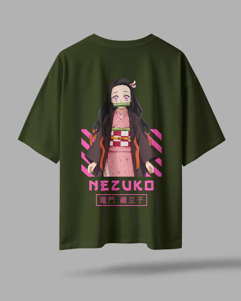 ZAYVOX Nezuko Oversized T-Shirt – Premium Anime Streetwear Tee | Front & Back Printed