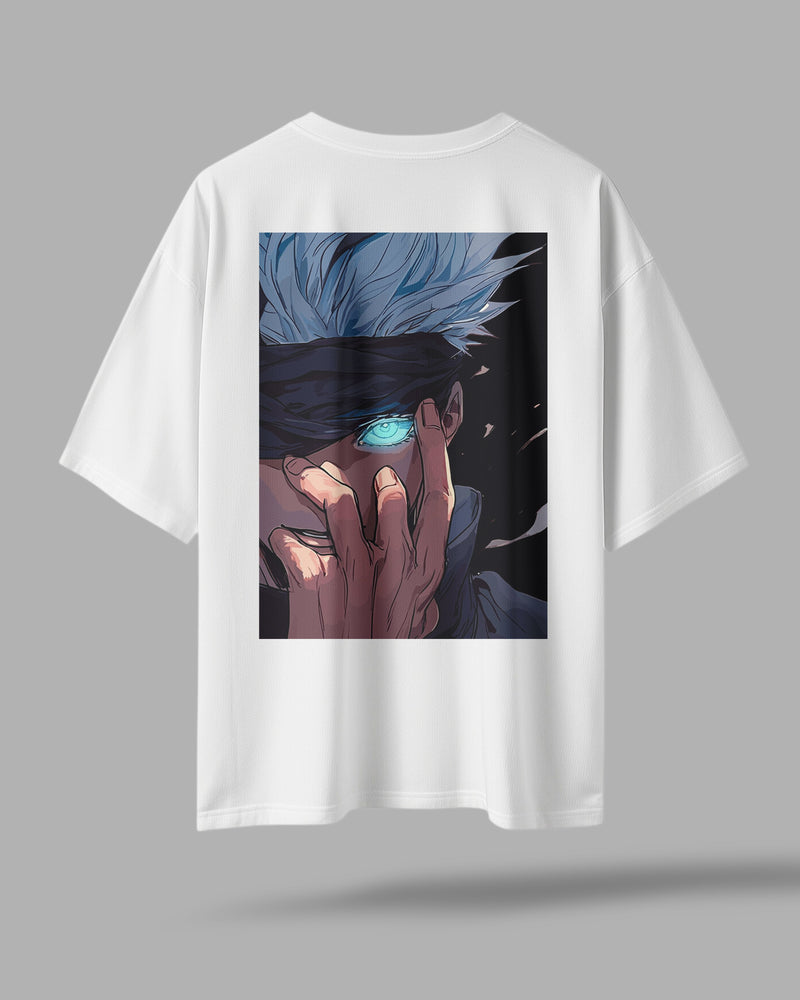 ZAYVOX Oversized Anime T-Shirt – Gojo Satoru Back Print | Streetwear Aesthetic