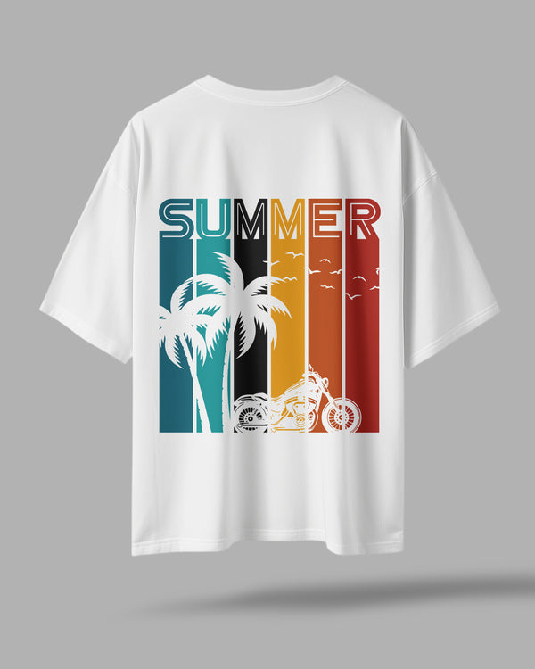 ZAYVOX Retro Summer Biker Oversized T-Shirt – Vintage Sunset Design