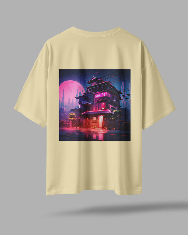 Neon Cyberpunk Cityscape Oversized T-Shirt - ZAYVOX