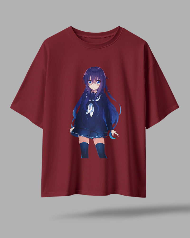 ZAYVOX Oversized Anime T-Shirt - Tohka Yatogami Front Print - Streetwear