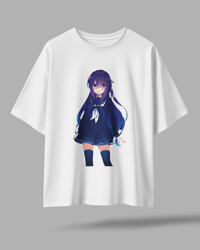 ZAYVOX Oversized Anime T-Shirt - Tohka Yatogami Front Print - Streetwear